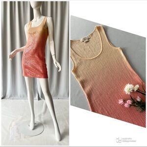 Michael Kors Cream and Pink Ribbed Sheath Mini Dress